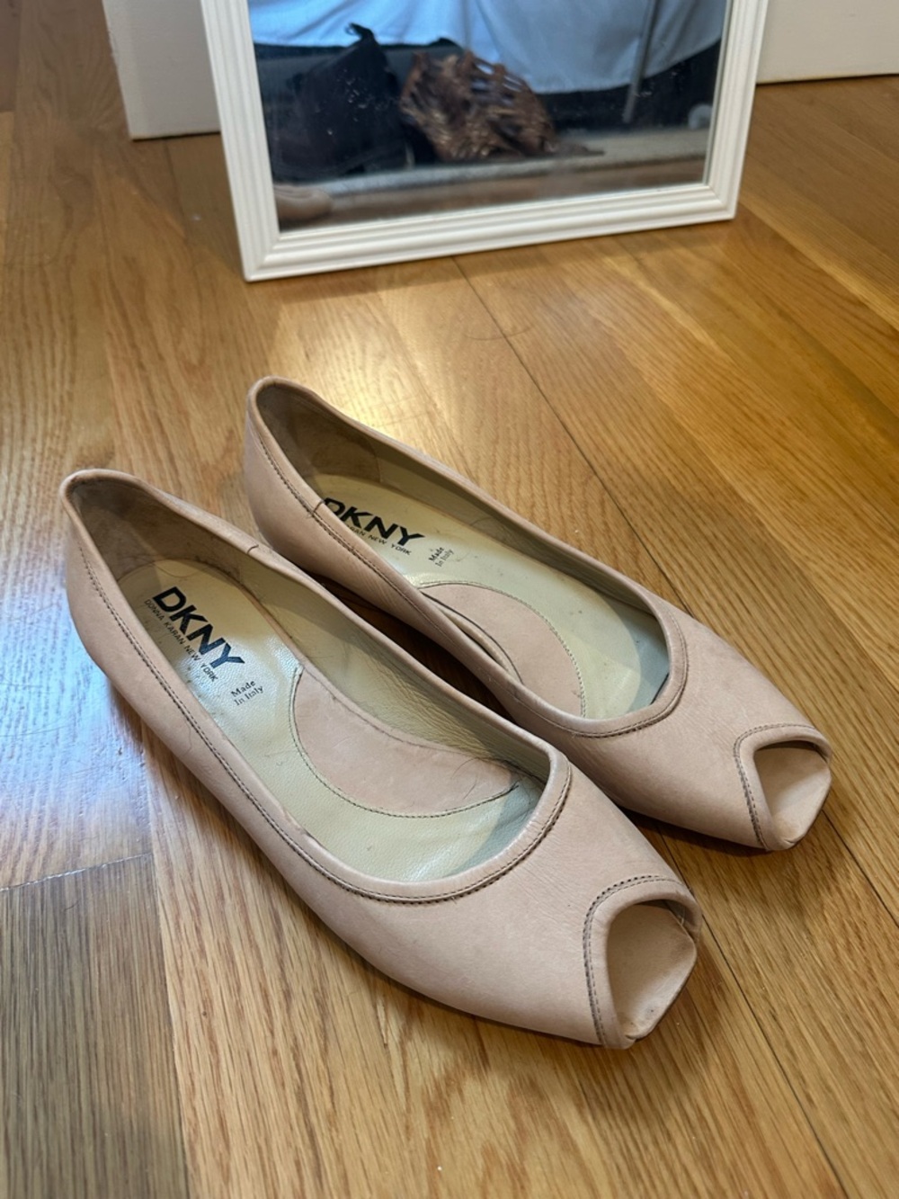 Dkny Women's Nude Blush Peep-Toe Ballet Flats
